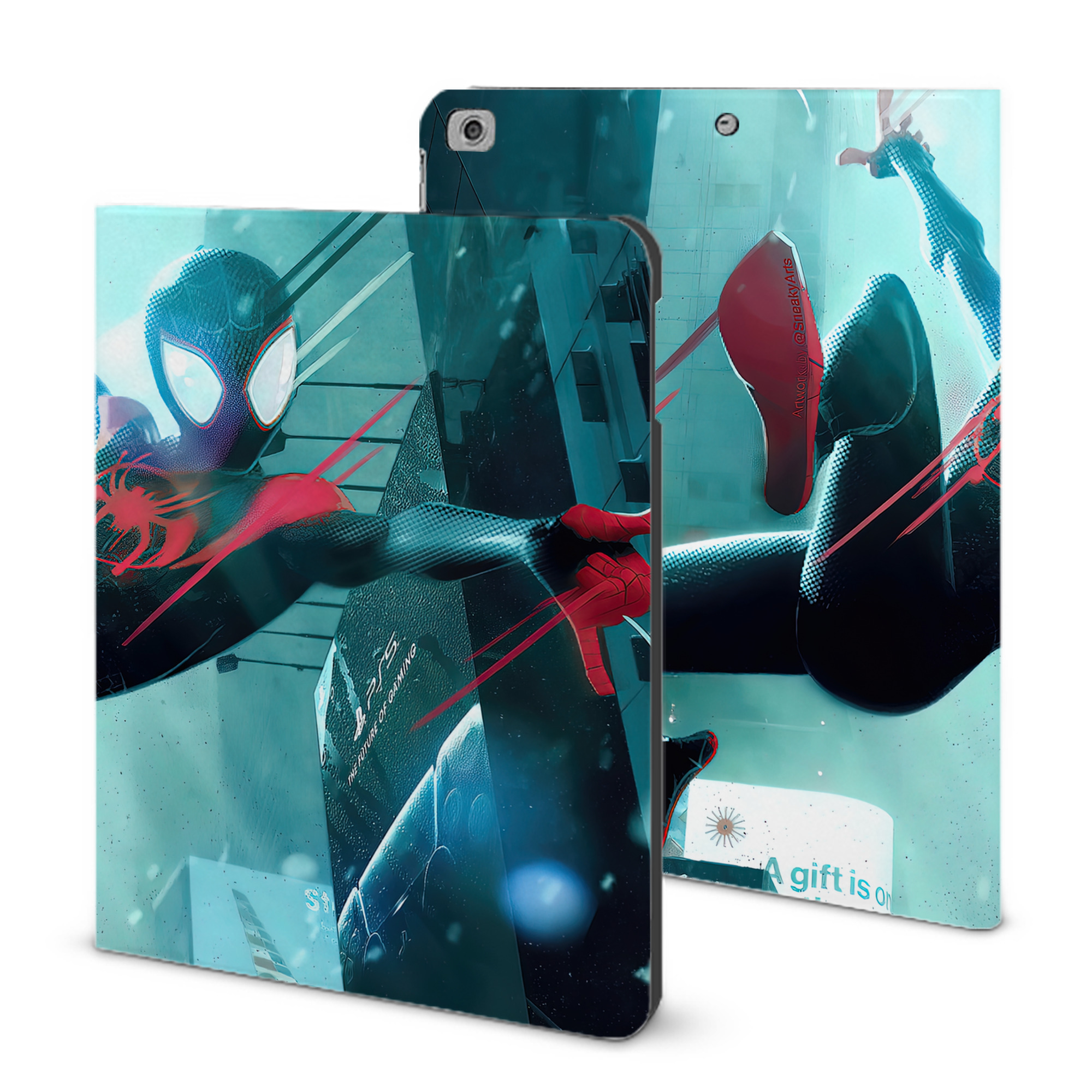 （画像用） Spider Man スパイダーマン IPad ケース ブック型 PUレザー TPU 耐衝撃 軽量 薄型 ペン収納なし 全面保護 IPad 各モデル対応